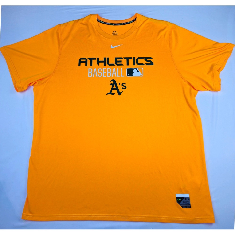 Nike Oakland Athletics MLB Authentic Collection Dri-FIT Shirt Mens XXL Gold